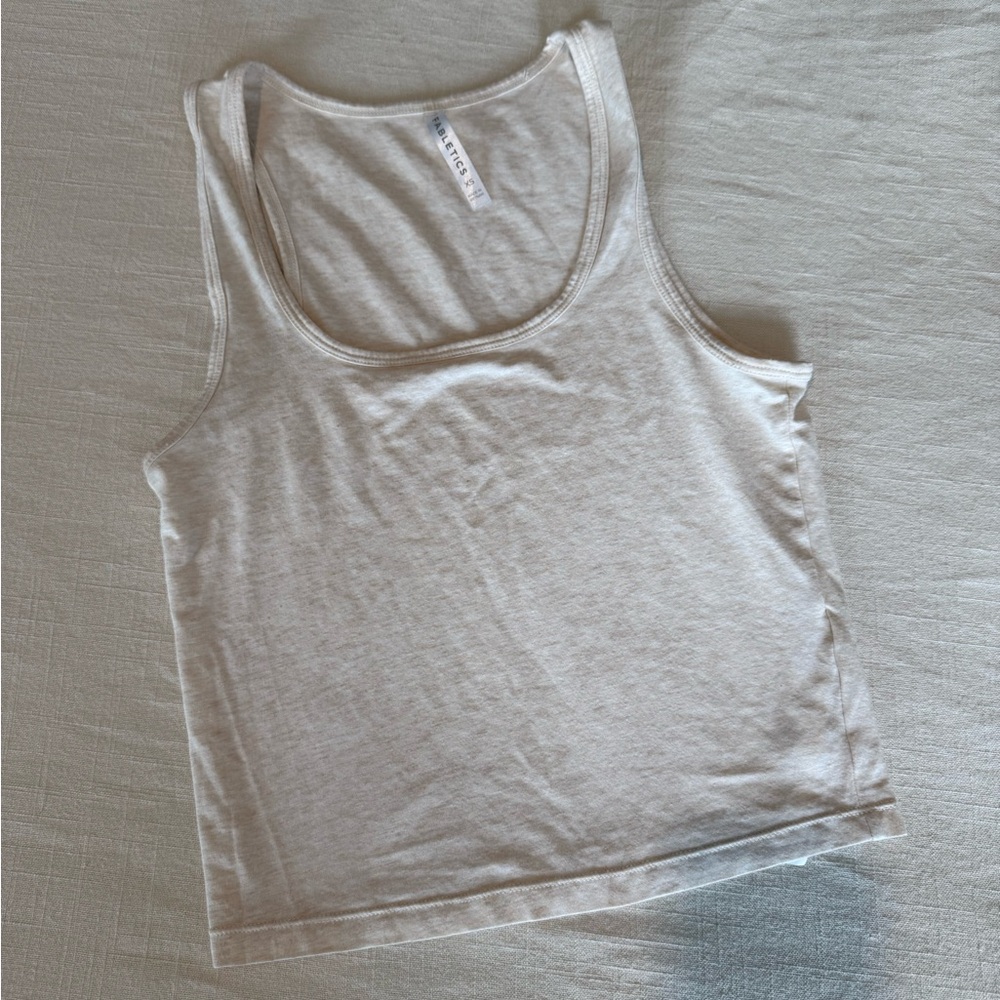Fabletics cream cropped racerback cotton blend workout athletic Tank Top size XS